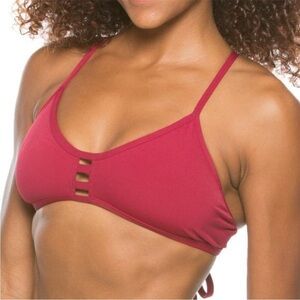 Jolyn Tomcat Solid Cranberry Bikini Top | S